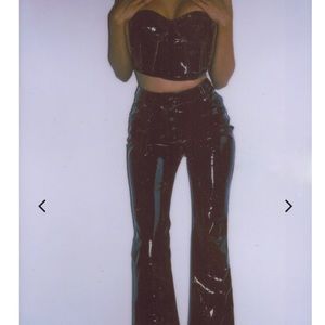 eva patent leather pant set
